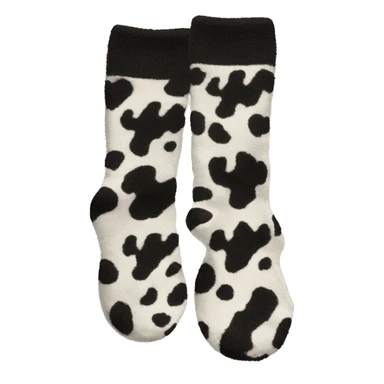 Realistic fuzzy cowprint socks  sticker