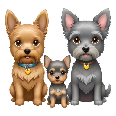 Golden doodle next to a chihuahua yorkie mix and a grey miniature schnauzer sticker
