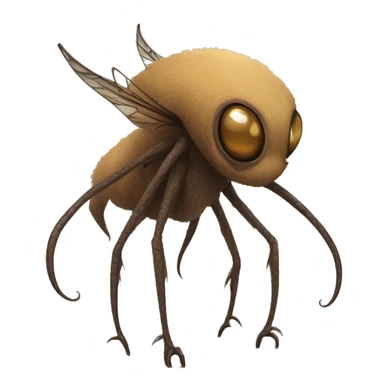 Brown furry alien beast with tendrils on its side, 4 clawed legs, and black eyes and insectoid wings and a long tail  sticker