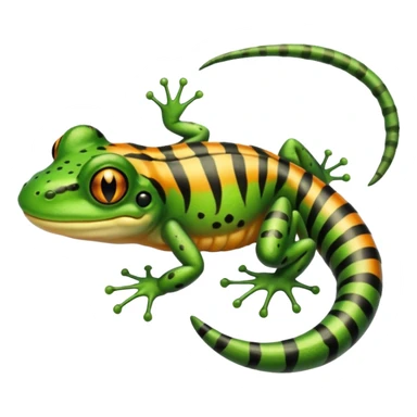 Frog with tiger body and scorpion tail and with mullet hairstyle sticker