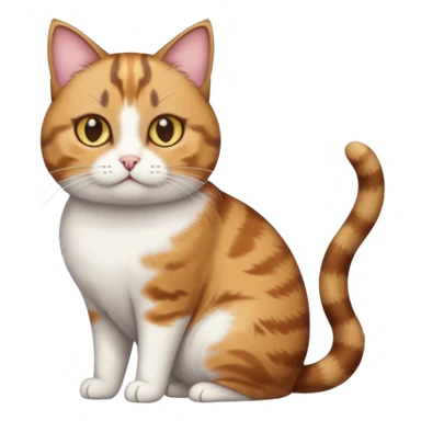 full body torbie and white cat with small head, hazel eyes, and short but chubby body sticker