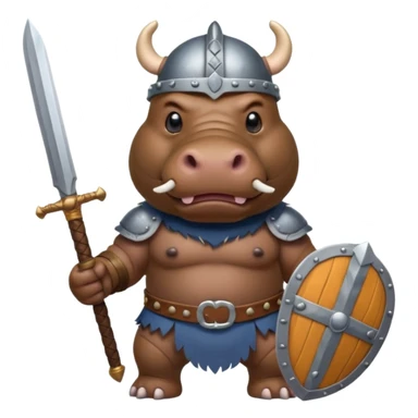 hippo with viking helmet and sword sticker