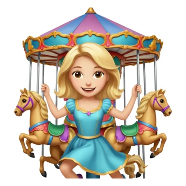 girl spinning inside of a carousel sticker