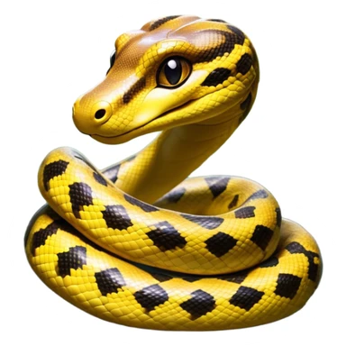 Cinematic Cute Anaconda Portrait Emoji, Head tilted playfully and inquisitively, with a sleek, shimmering body adorned with detailed scale patterns and round, sparkling eyes full of wonder, Simplified yet irresistibly adorable features, highly detailed, glowing with a warm, friendly jungle glow, high shine, affectionate and lively, stylized with a touch of whimsical reptilian charm, soft glowing outline, capturing the essence of a mischievous serpent that feels like it could slither out of the screen into your arms! sticker