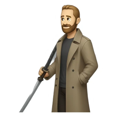 reddit moderator (neck beard, full body, trenchcoat, katana) sticker