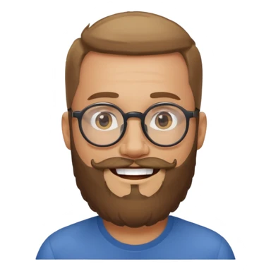 I need a simple emoji of a full bearded man with round glasses, light expression sticker