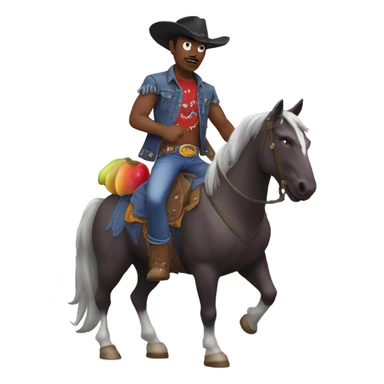 Angry gay cowboy riding a horse with a eggplant  sticker