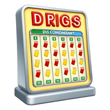 A ‘the price is right’ display that says ‘Drugs or condiment?’ Instead of prices or numbers  sticker