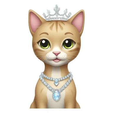 Sparkly princess-cat with tiara and necklace full body sticker