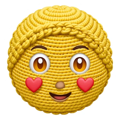 Cute Yellow face emoji crocheting with hearts around head  sticker