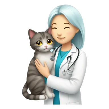 cat cuddles veterinarian girl sticker