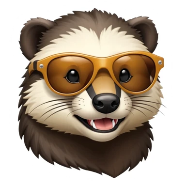 friendly anthropomorphised honey badger head and neck only, wearing sunglasses sticker