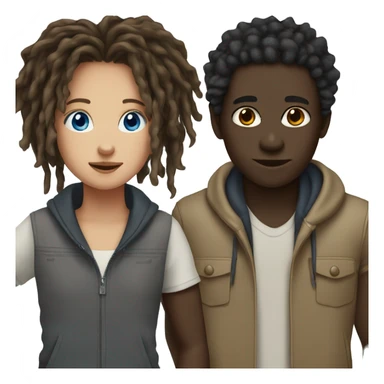 Dark skinned boy with dreads with brunette girl with blue eyes  sticker