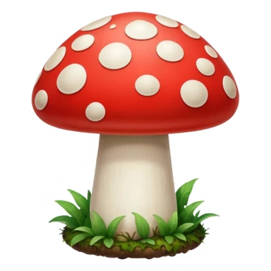 create a mushroom centred emoji, with a representation of the system behind it - an idea of being connected to a regenerative system and growth. Make the mushroom red and white sticker