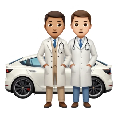 White tesla model 3 with a physician next to it sticker