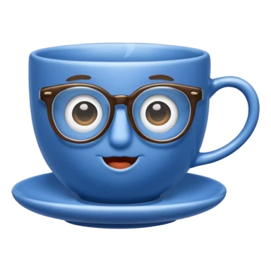 talking teacup blue with glassess sticker