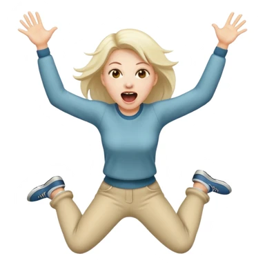 Woman jumping screaming “fraud” sticker