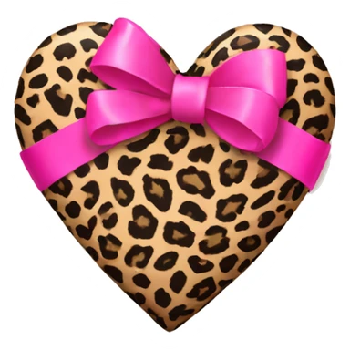 Leopard print heart with pink bow wrapped around sticker