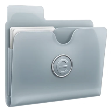 A **simple emoji-style icon** of a **frosted light-gray plastic folder** with **rounded corners**, **elastic string and button closure**, slightly translucent, clean front, subtle shading, and a small tax/forms symbol in one corner.
 sticker