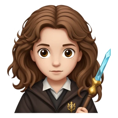Hermione Granger with bushy brown hair and wand sticker