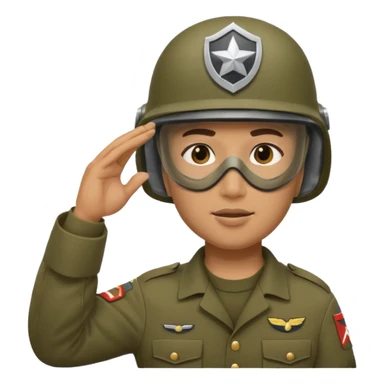 Soldier saluting with helmet + mask on sticker