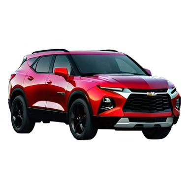 2020 Red Chevrolet Blazer with black wheels, black Chevrolet logo, on the road sticker
