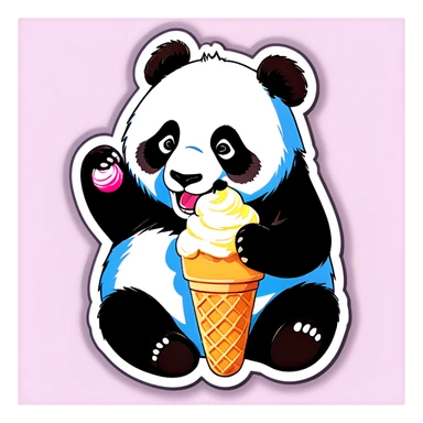 Panda eating ice crea  sticker