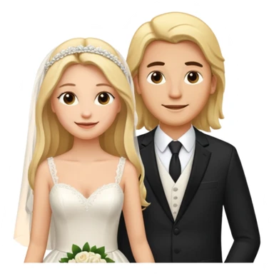 Happy Wedding couple blonde bride long hair and long black hair Chinese groom


 sticker