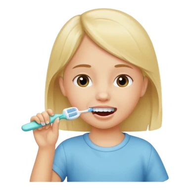 little girl brushing her teeth sticker