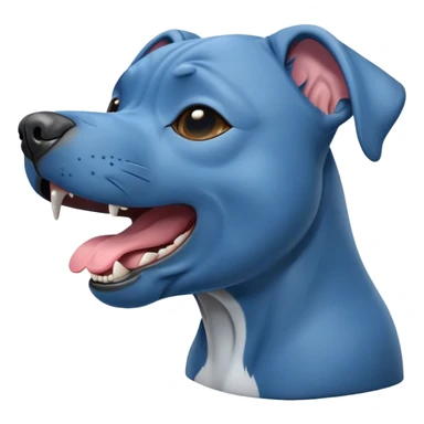 Cinematic Cute Yawning Blue Staffordshire Bull Terrier Portrait Emoji, Head tilted slightly with a dramatic, wide-open yawn, showcasing a smooth blue Fur with a refined texture, floppy ears slightly drooping, round dark eyes barely open in drowsy contentment, Simplified yet irresistibly adorable features, highly detailed, glowing with a soft, cozy glow, high shine, relaxed yet expressive, stylized with a touch of whimsy, bright and endearing, soft glowing outline, capturing the essence of a sleepy yet affectionate guardian, so drowsy it feels like it could stretch right out of the screen and curl up for a nap! sticker