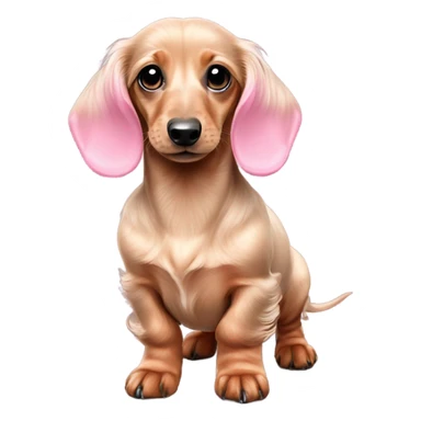 miniature long-haired dachshund puppy with pink bows in her hair ￼ sticker