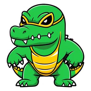 fierce alligator luchador mask with swamp green and gold colors sticker