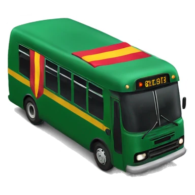 Dark green bus with a Spanish flag sticker