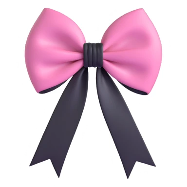 pink heart with a black bow knot and a ribbon sticker