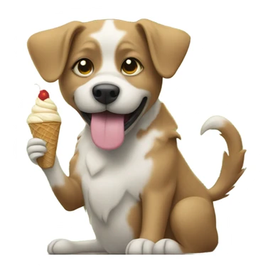Dog eating ice cream under a tree sticker