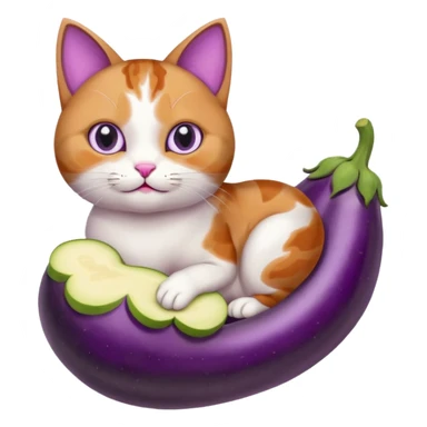 Cat with heart eyes riding eggplant sticker