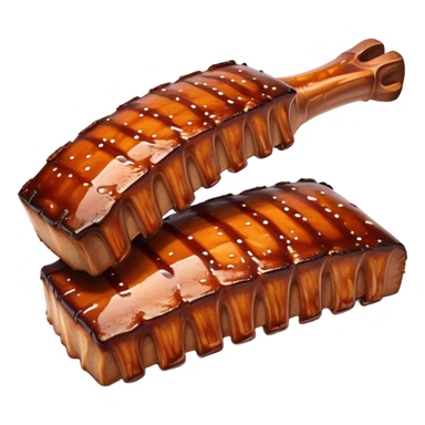 cinematic-realistic-barbeque-ribs-dish-emoji,-depicted-as-succulent,-slow-cooked-ribs-with-a-sticky-smoky-glaze-rendered-with-rich-textures-and-dynamic,-appetizing-lighting. sticker