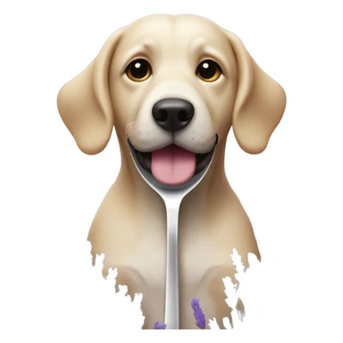 Dog with Spoon surrounded by lavender flowers sticker