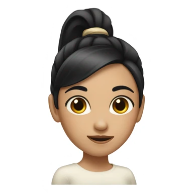 A girl with a black ponytail a really pointed nose and hyperpigmentation  sticker