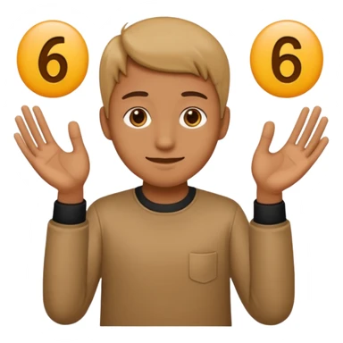 replace the ice cream with the numbers 6 and 7 holding his hands doing this emoji 🫴 and the left is the same emoji but flipped sideways then make the emojis 6️⃣7️⃣ go in each so six gos in the left hand and seven goes in the right hand sticker