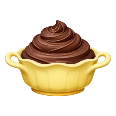 Chocolate gelato in a scalloped-edged light yellow ceramic dish sticker