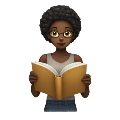 Black girl reading book sticker