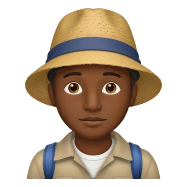 Visage homme créole réunionnais avec chapeau arrive avion sticker