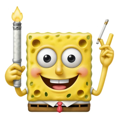 SpongeBob with a joint sticker