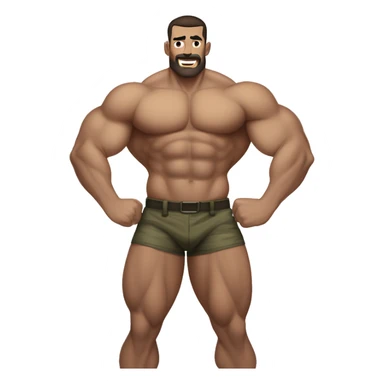 White skin, dark brown hair, hairy body, Bodybuilder, biceps, high and tight military haircut, wearing briefs sticker