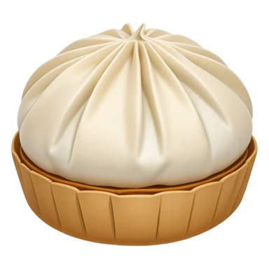 Steamed stuffed bun Baozi with visible pleated top, simplified emoji style with bold outlines and bright colors, cartoon style Chinese street snack sticker