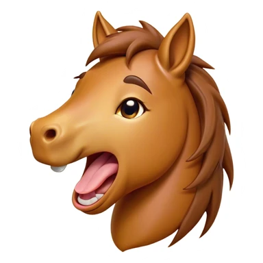 Cinematic Cute Yawning Bay Horse Portrait Emoji, Head tilted slightly with a dramatic, wide-open yawn, revealing a smooth bay fur with a subtle luster, floppy ears slightly drooping, round amber eyes barely open in drowsy contentment, Simplified yet irresistibly adorable features, highly detailed, glowing with a soft, cozy glow, high shine, relaxed yet expressive, stylized with a touch of equine whimsy, bright and endearing, soft glowing outline, capturing the essence of a sleepy yet affectionate horse, so drowsy it feels like it could stretch out of the screen and curl up for a nap! sticker