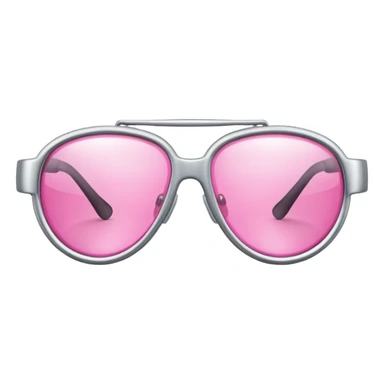 pink lens safety glasses with reflective silver frame, industrial protection sticker