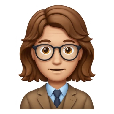 give the nerd emoji brown wavy hair in a center part sticker