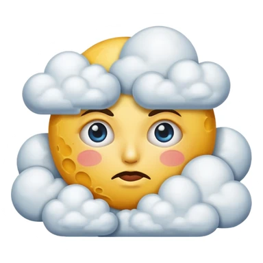 sarcastic moon side eye with cloud sticker